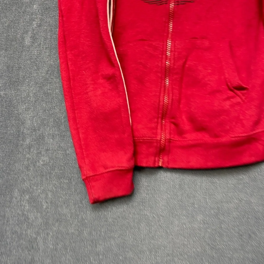 True Religion Hoodie Mens Large Red Fleece Lined Full Zip Graphic Print Winter
